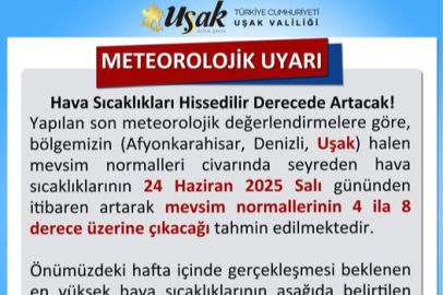 UŞAK VALİLİĞİNDEN YÜKSEK  SICAKLIK UYARISI