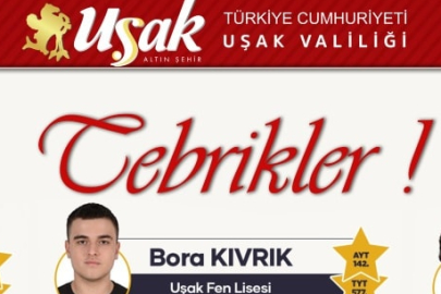 UŞAK VALİLİĞİ TEBRİK ETTİ