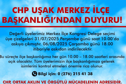 CHP UŞAK MERKEZ İLÇE KONGRESİ HAZIRLIKLARI BAŞLADI