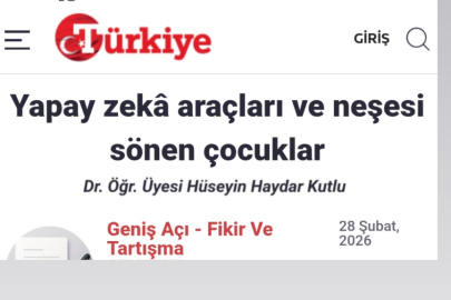 Uşak Üniversitesi Öğretim Üyesi H.Haydar Kutlu'nun Makalesi Türkiye Gazetesi'nde Yayınlandı