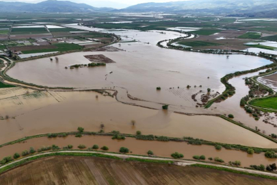 Sağanak yağış Menderes Nehri'ni taşırdı