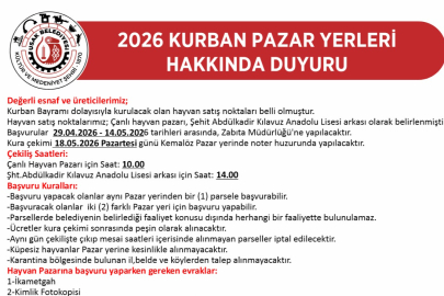 UŞAK'TA 2026 KURBAN SATIŞ YERLERİ BELLİ OLDU